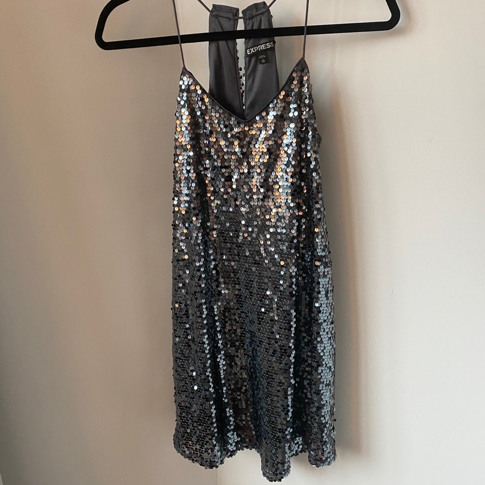 Express Grey sequin dress